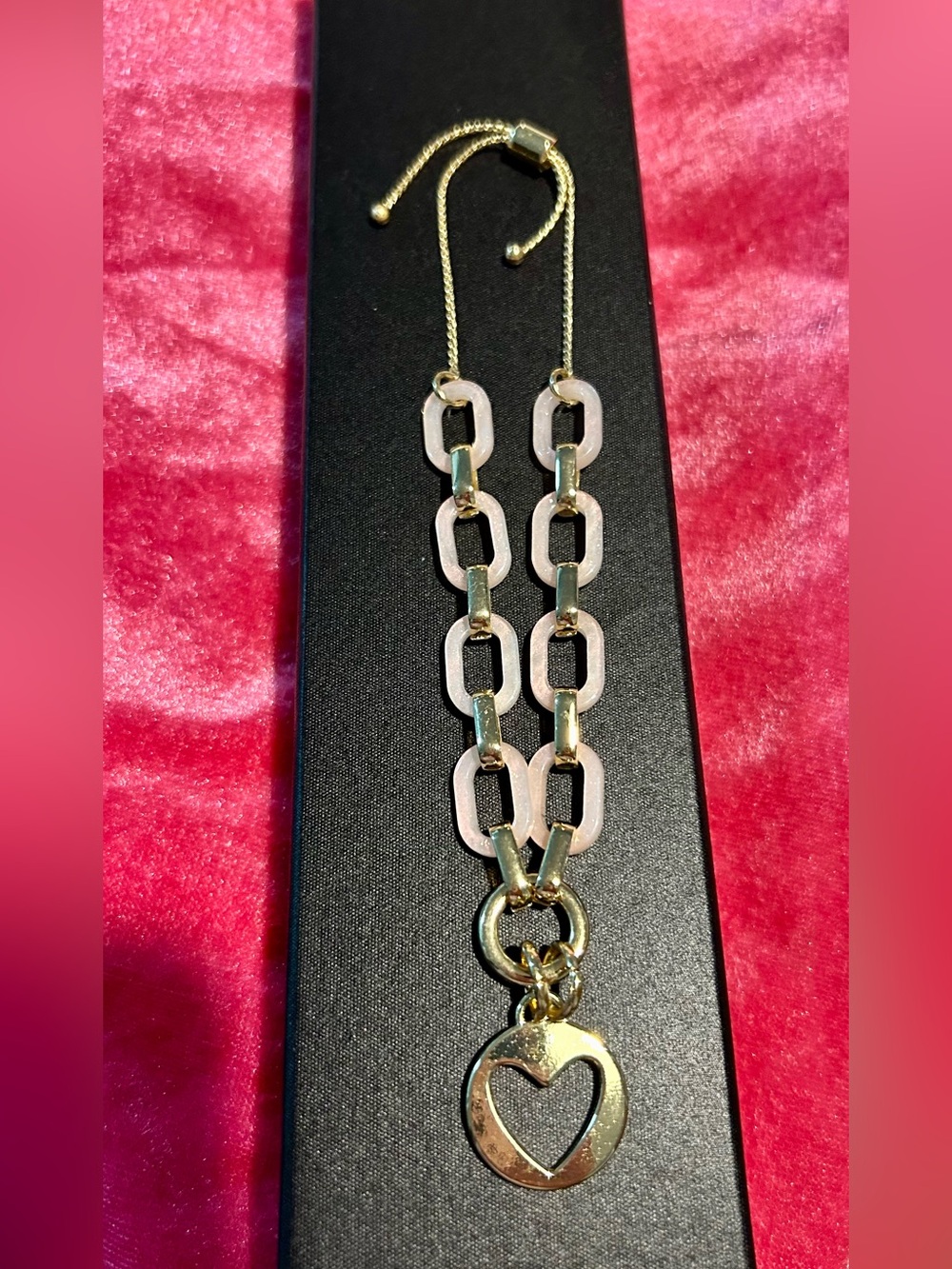 Gold-Tone Heart Pendant Chain bracelet-Women Jewelry
